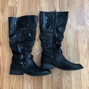 Tall zip boots. Wide calf.